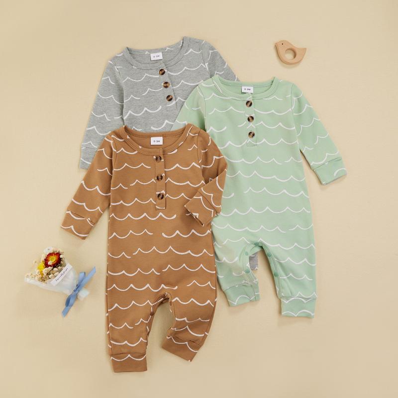 Jumpsuits 0-18M Infant Girl Boy Jumpsuit Casual Wave Print Round Neck Long Sleeve Button Cotton Romper Spring Fall Clothes, Blue
Jumpsuits 0-18M Infant Girl Boy Jumpsuit Casual Wave Print Round Neck Long Sleeve Button Cotton Romper Spring Fall Clothes, Blue