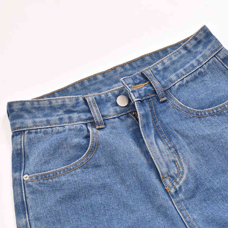 Lucyever Womens Casual Five Points Short Pants Summer Loose Straight Tassel Denim Shorts Woman Blue High Waist Shorts Jeans 210521