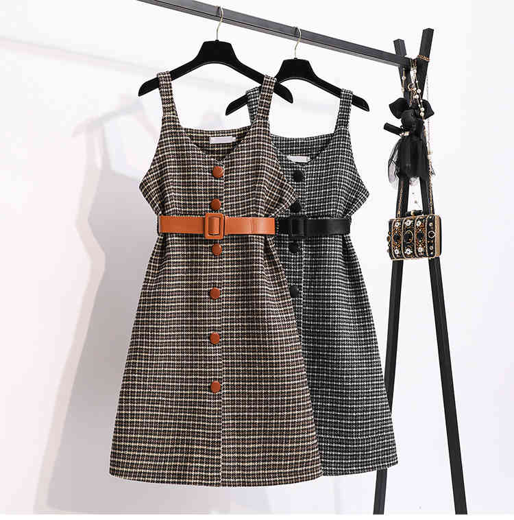 Autumn Winter Woman Elegant Sleeveless Tweed Plaid Strap Casual Slim Dress Female Vestidos 210518, Photo color
Autumn Winter Woman Elegant Sleeveless Tweed Plaid Strap Casual Slim Dress Female Vestidos 210518, Photo color