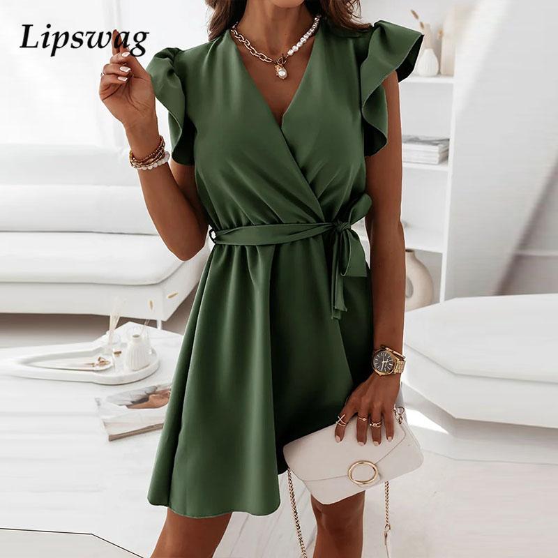 summer casual ruffle sleeve mini dress women elegant solid beach loose dress wrap v-neck tie-up pleated party dress vestidohigh quality, Black;gray
summer casual ruffle sleeve mini dress women elegant solid beach loose dress wrap v-neck tie-up pleated party dress vestidohigh quality, Black;gray