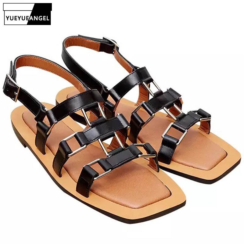 Fashion Women Metal Belt Buckle Gladiator Beach Sandals Leather Flats Shoes Casual Open Toe Hollow Out Streetwear, Black
Fashion Women Metal Belt Buckle Gladiator Beach Sandals Leather Flats Shoes Casual Open Toe Hollow Out Streetwear, Black