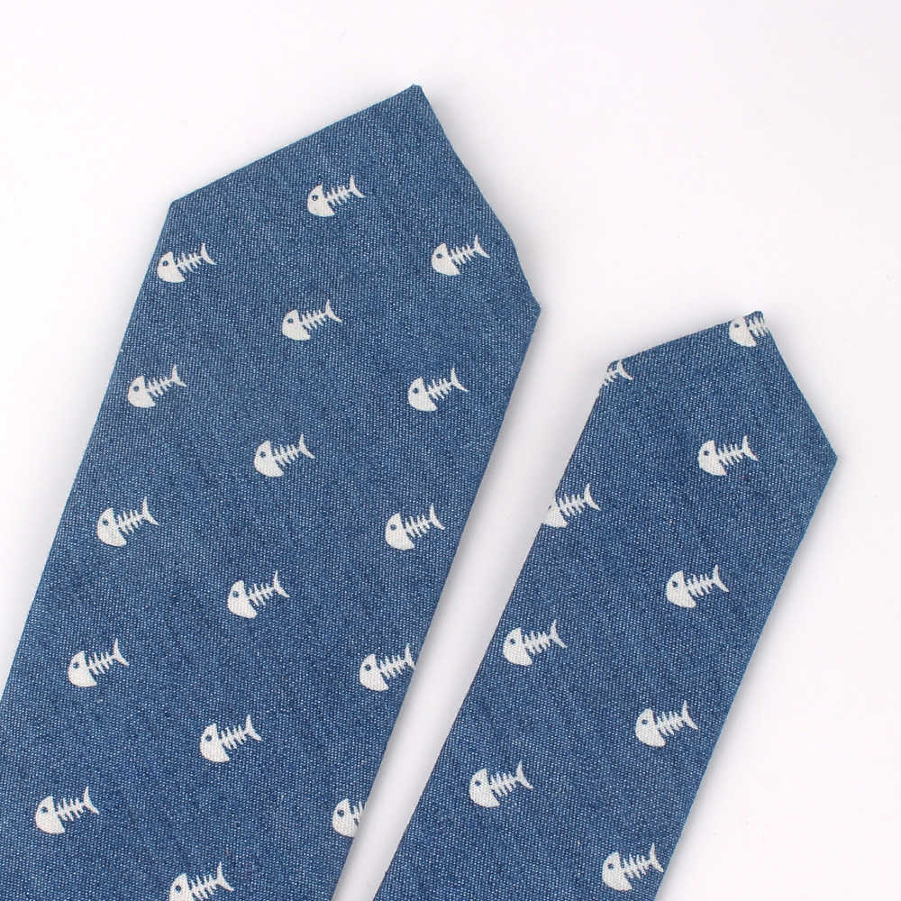 Jeans Ties for Men Skinny Neck Tie Wedding Business Casual Print Ties Denim Suits Slim Gravatas