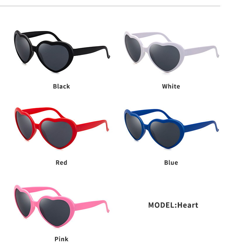 Whoesale Anti Blue Light Glasses Love Heart Shaped Effects Glass Diffraction Women Fashion Sunglasses Make Up