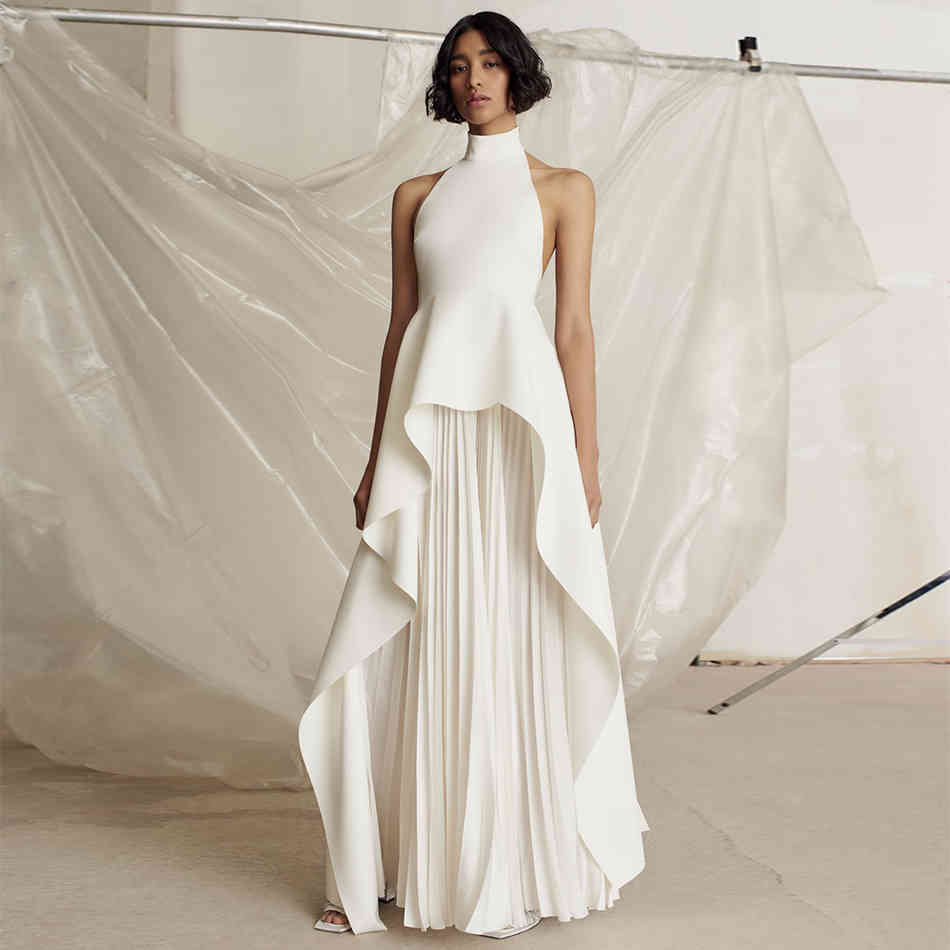 Summer Women White Backless Bandage 2 Two Pieces Sets Sexy Hater Ruffles Club Celebrity Runway Party Casual 210423