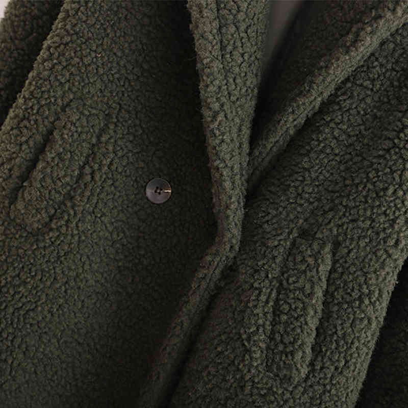 Women Thicken Warm Fleece Jacket Winter Solid Long Sleeve Casual Coat Girl Army Green Loose Teddy Coats Lady Manteau Femme 210515
