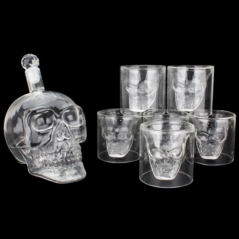 7Pcs/Set Transparent Skull Bottle Glasss Cup Set 700ml Crystal Glass Decanter With 75ml Head Shot Glasses Cups For Wine Whiskey 210421
7Pcs/Set Transparent Skull Bottle Glasss Cup Set 700ml Crystal Glass Decanter With 75ml Head Shot Glasses Cups For Wine Whiskey 210421