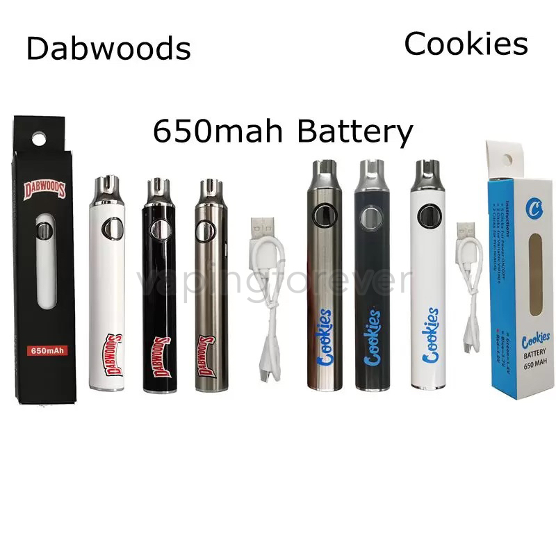 Dabwoods Cookies Preheat Battery 650mAh Vape Pen Adjustable Variable Voltage 510 Thread Batteries Retail Packaging With USB Charger
Dabwoods Cookies Preheat Battery 650mAh Vape Pen Adjustable Variable Voltage 510 Thread Batteries Retail Packaging With USB Charger