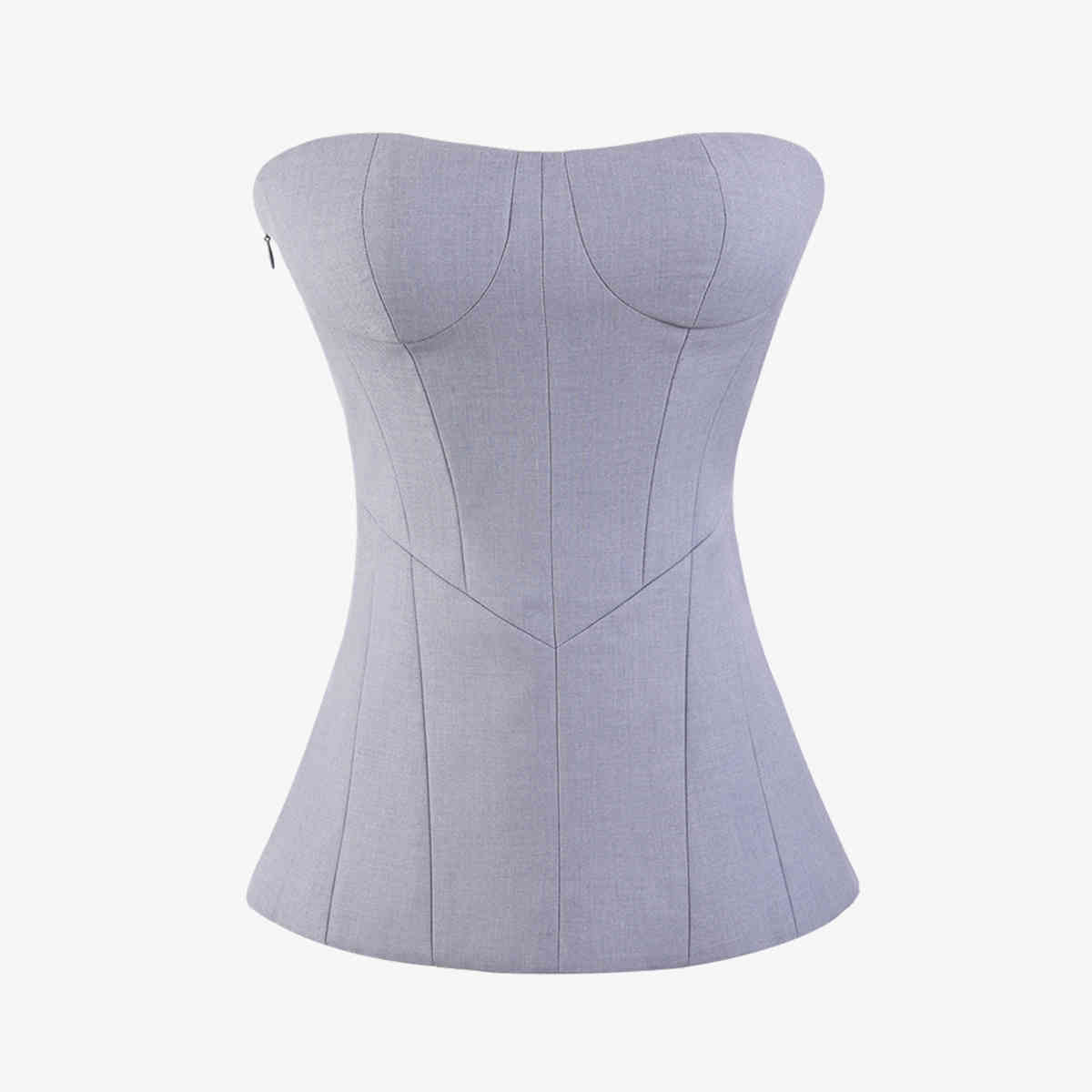 [DEAT] Street Style Off Shoulder Zipper Chest Three Dimensional Fishbone Corset Chest Wipe Base Strapless Top Summer GX1113 210428