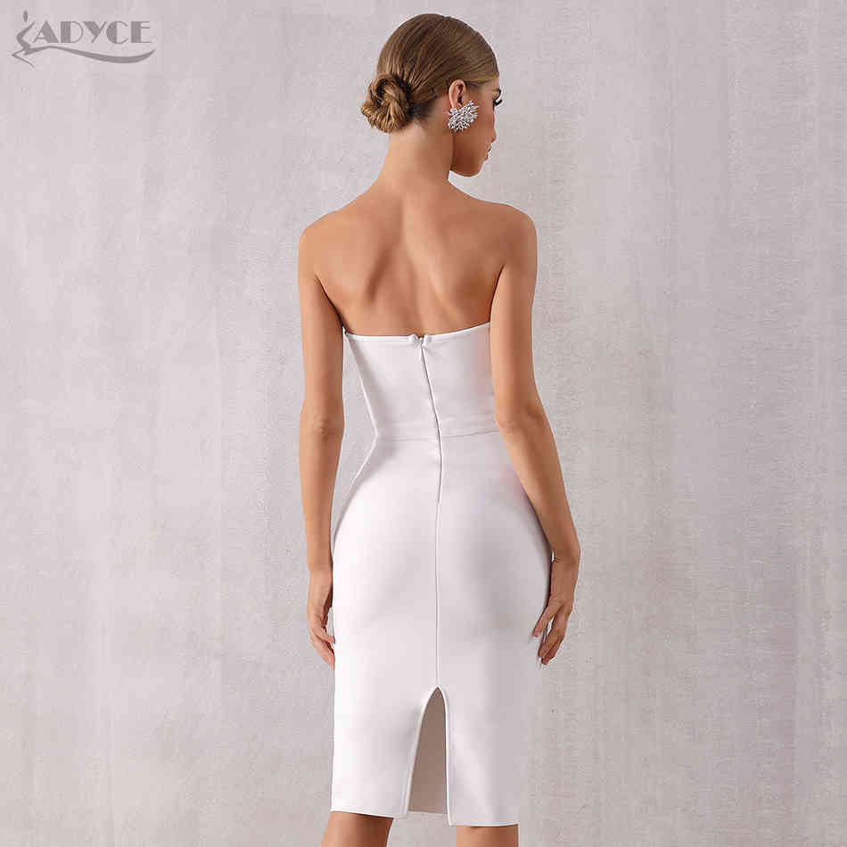 Summer Women Club Bandage Dress Sexy Sleeveless White Black V Neck Elegant Celebrity Evening Party Runway Dresses 210423