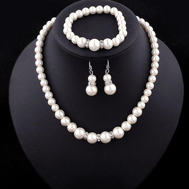 Earrings & Necklace Fashion Women Jewelry Set Simulated-Pearl Bracelet For Wedding Sets Accessories Gifts, Silver
Earrings & Necklace Fashion Women Jewelry Set Simulated-Pearl Bracelet For Wedding Sets Accessories Gifts, Silver