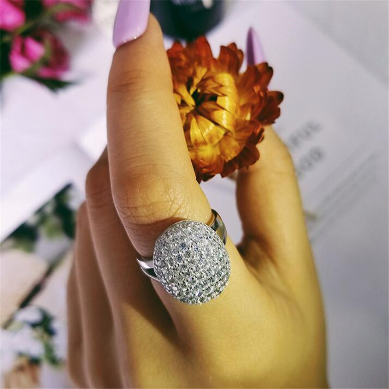 Choucong Brand Wedding Band Rings Luxury Jewelry 925 Sterling Silver Pave White Sapphire CZ Diamond Party Promise Women Engagement Band Ring for Lover