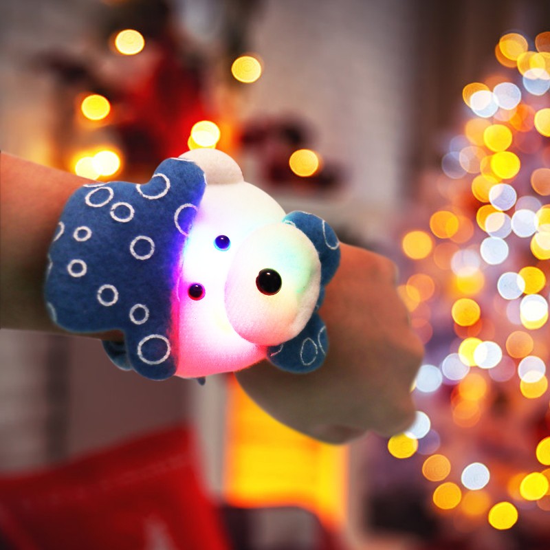 Christmas LED Patting Circle Bracelet Santa Claus Snowman Deer Wrist Band New Year Party Holiday Decorations Kids Gift Free shipping