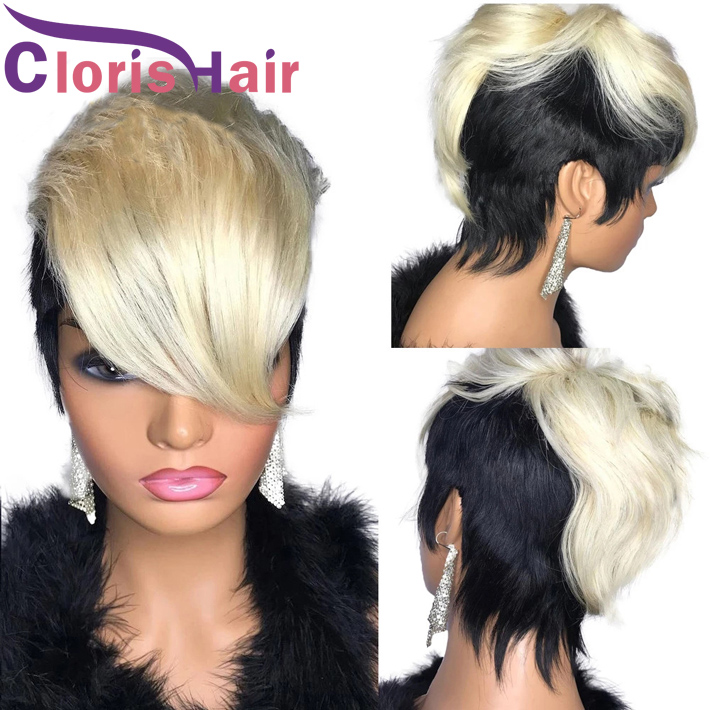 Platinum Blonde Ombre Short Human Hair Wig With Bangs For Black Women Colored 1B 613 Pixie Cut Straight Brazilian Virgin Glueless Natural Fringe Wigs, T1b/613
Platinum Blonde Ombre Short Human Hair Wig With Bangs For Black Women Colored 1B 613 Pixie Cut Straight Brazilian Virgin Glueless Natural Fringe Wigs, T1b/613