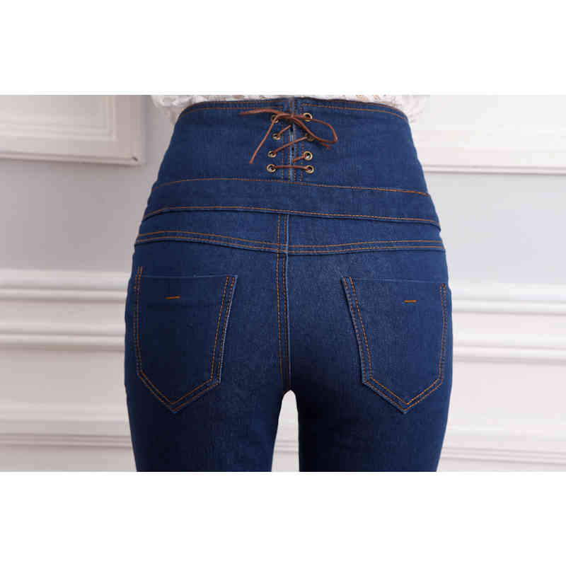 Womens Spring Autumn High Skinny Pants Elastic Waist Jeggings Casual Plus Size for Women Warm Jeans 8244 50 210417