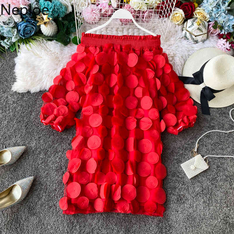 Sexy Slash Neck Off Shoulder Appliques Patch Dress Women High Waist Hip A Line Vestido Lantern Long Sleeve Summer Ropa 210422Z