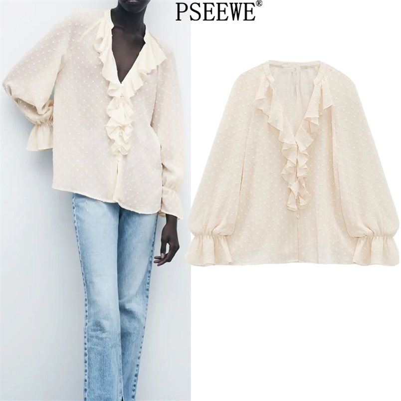 Women Shirts Dotted Mesh Chiffon Blouse Woman Plumetis Ruffle Long Sleeve Top Female Fashion Button Up Shirt 210519, Beige
Women Shirts Dotted Mesh Chiffon Blouse Woman Plumetis Ruffle Long Sleeve Top Female Fashion Button Up Shirt 210519, Beige