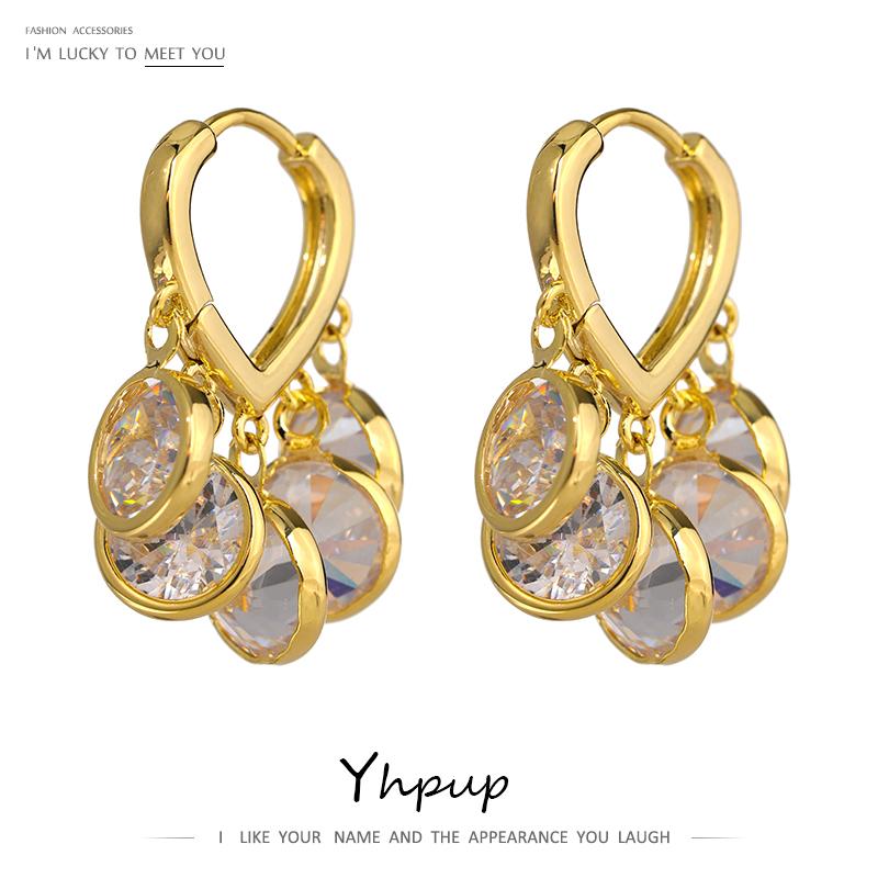 Hoop & Huggie Yhpup Exquisite Round Cubic Zirconia Earrings Temperament Metal Texture Copper Heart Accessories For Women Gift, Golden;silver
Hoop & Huggie Yhpup Exquisite Round Cubic Zirconia Earrings Temperament Metal Texture Copper Heart Accessories For Women Gift, Golden;silver