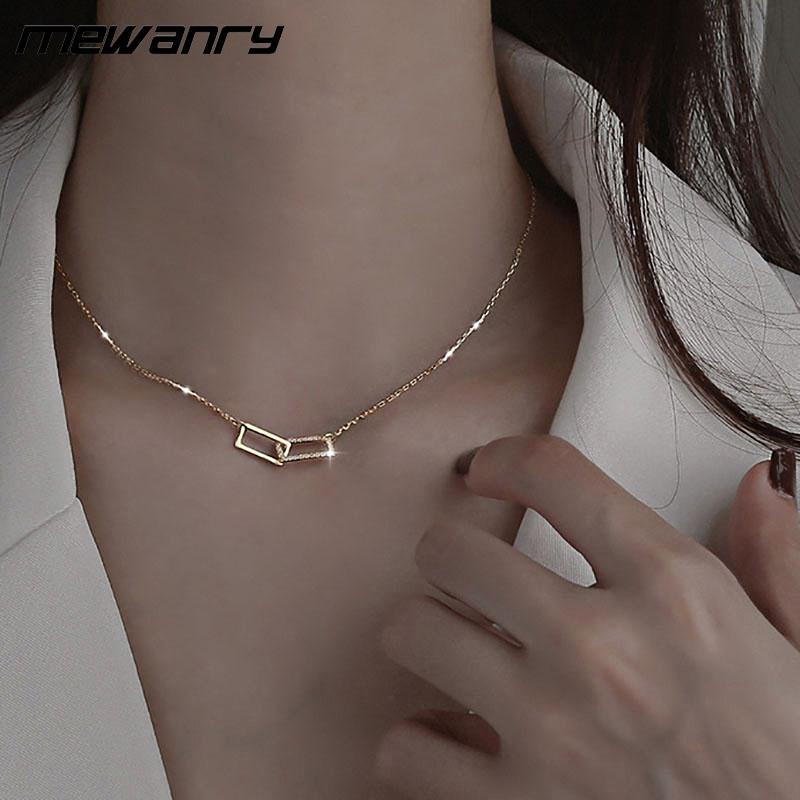 Chains MEWANRY Minimalist 925 Sterling Silver Necklace Fashion Luxury Sparkling Zircon Geometric Pendant Clavicle Chain Bride Jewelry
Chains MEWANRY Minimalist 925 Sterling Silver Necklace Fashion Luxury Sparkling Zircon Geometric Pendant Clavicle Chain Bride Jewelry