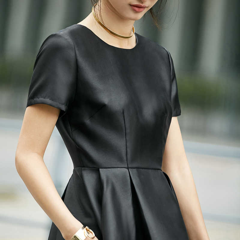 Minimalism Fashion Women's Dress Temperament Solid Oneck Aline Irregular Hem Party Chiffon 11792680 210527