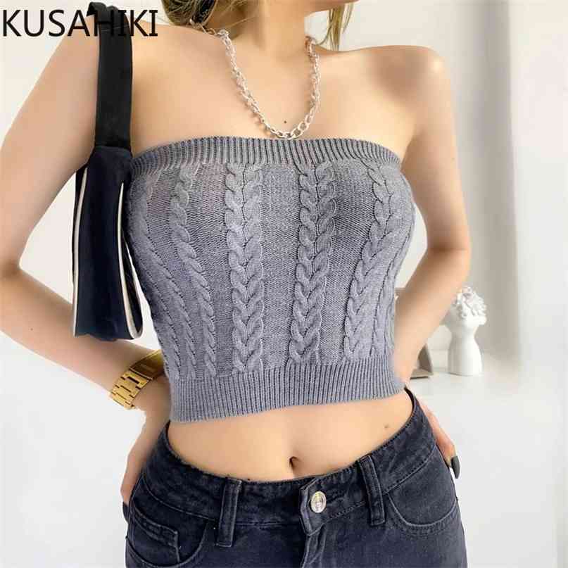 Vintage Twisted Knitted Tanks Top Summer Crop Tops Korean Sexy Strapless Off Shoulder Women Vest 6J692 210603, Gray
Vintage Twisted Knitted Tanks Top Summer Crop Tops Korean Sexy Strapless Off Shoulder Women Vest 6J692 210603, Gray