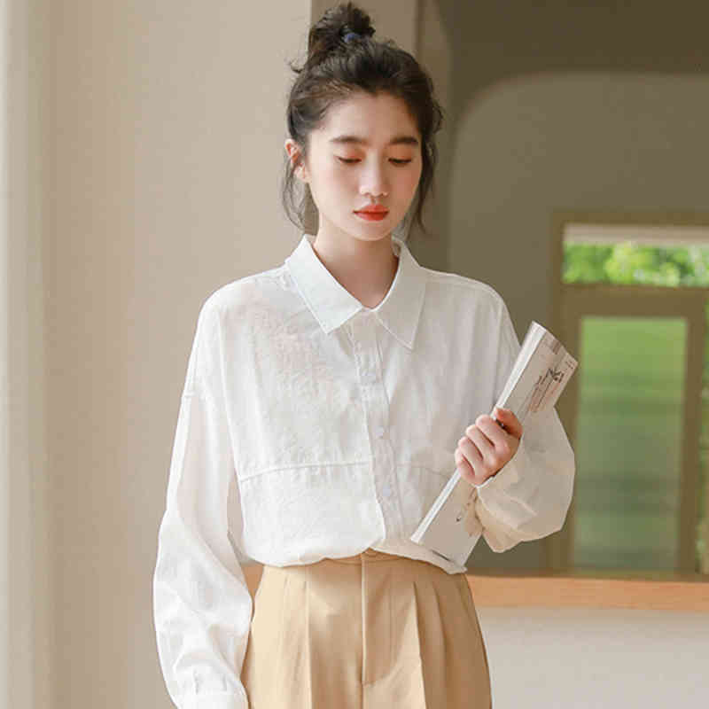 Women's Blouses & Shirts Spring Autumn Preppy Style Women Long Sleeve White Shirt All-matched Casual Cotton Loose White Blouse L
Women's Blouses & Shirts Spring Autumn Preppy Style Women Long Sleeve White Shirt All-matched Casual Cotton Loose White Blouse L