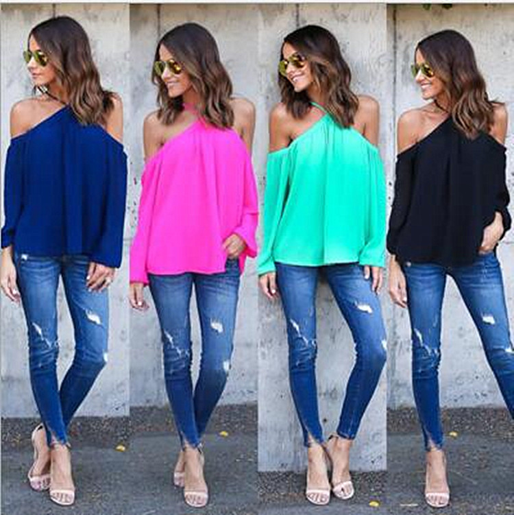 Women's Chiffon Tee Womens Sexy Halter Long Sleeve Tshirts Solid Color Tees Ladies Casual Loose Women Clothing, Navy blue
Women's Chiffon Tee Womens Sexy Halter Long Sleeve Tshirts Solid Color Tees Ladies Casual Loose Women Clothing, Navy blue