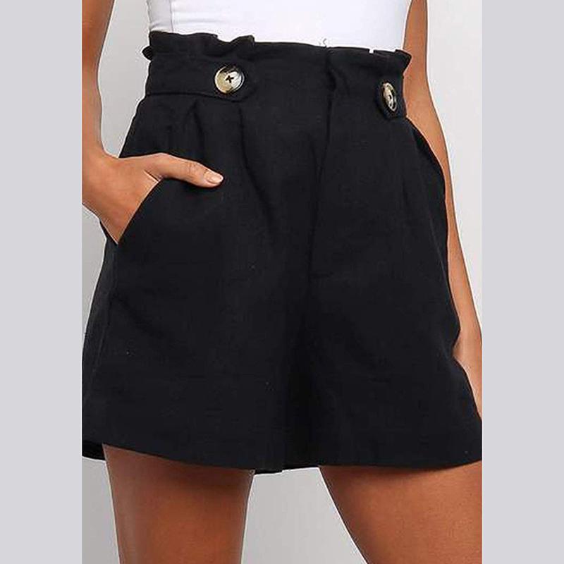 Summer High Waist Cotton Linen Shorts Women Casual Loose Ladies Fashion Roll Up Hem Elastic Pocket 3 Colors Female Women's