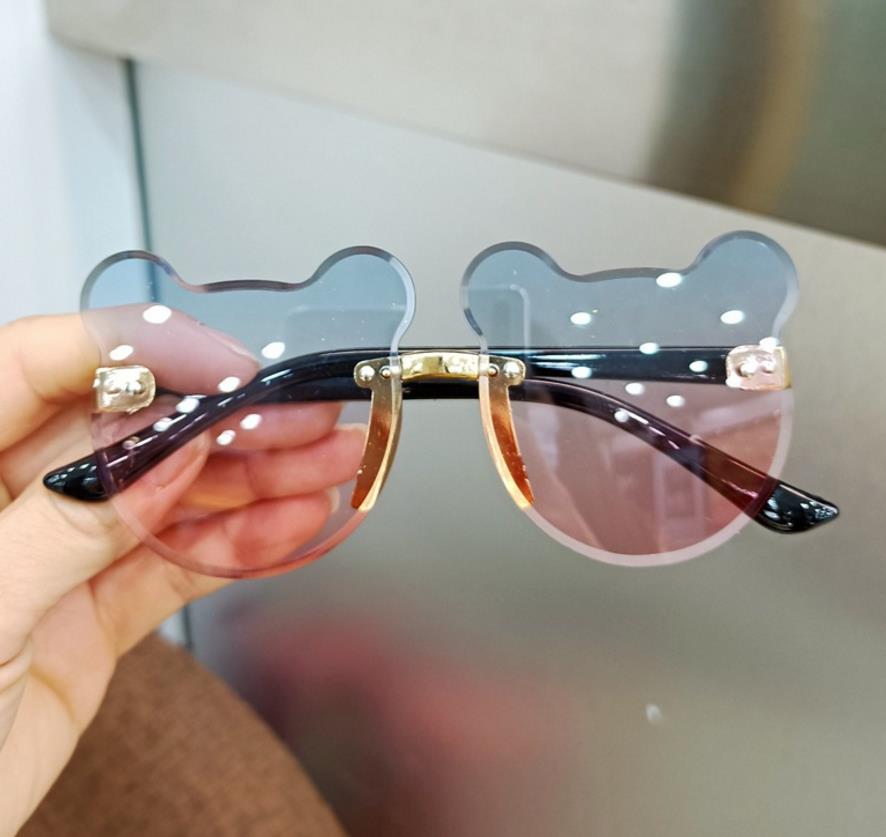 Children Sunglasses Cartoon Bear Shades Boys Girls Eyewear Cute Kids Sun Glasses UV400 Clear Lense Rimless Z260305