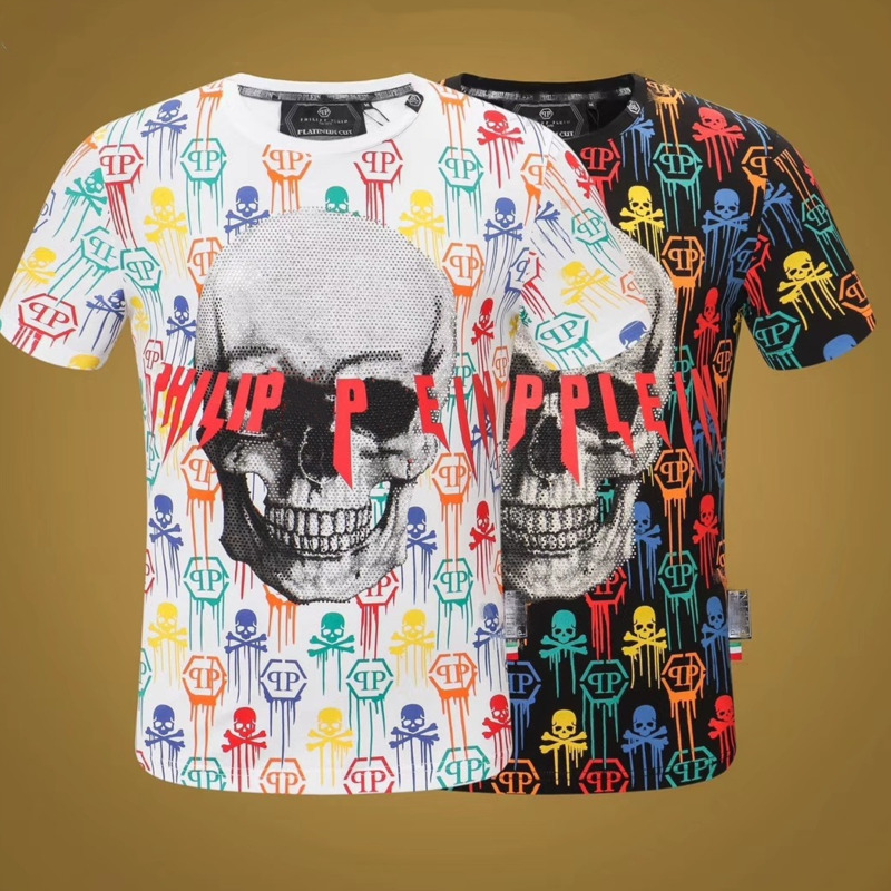 Fashion Trend New Printed Short Sleeve Men's Round Neck T-shirt High Quality PP Hot Rhinestone Skull Men's T-shirt, White
Fashion Trend New Printed Short Sleeve Men's Round Neck T-shirt High Quality PP Hot Rhinestone Skull Men's T-shirt, White