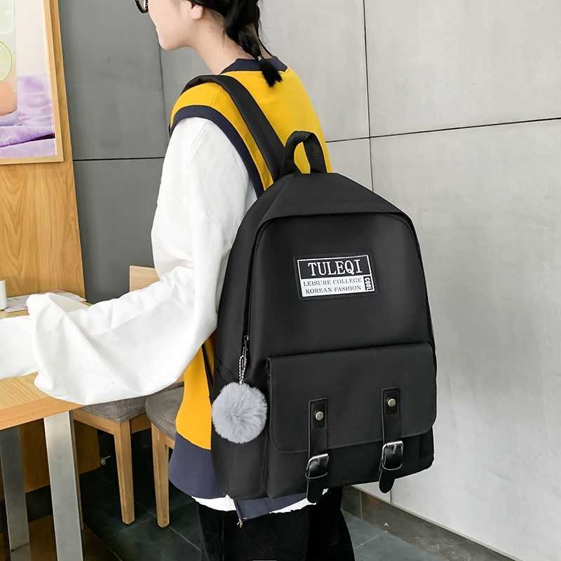 4 piece set Casual Backpacks Cute School Bags For Teenager Girl Women Backpack Fashion Nylon Shoulder Bags For Teenager Mochilas 210809
