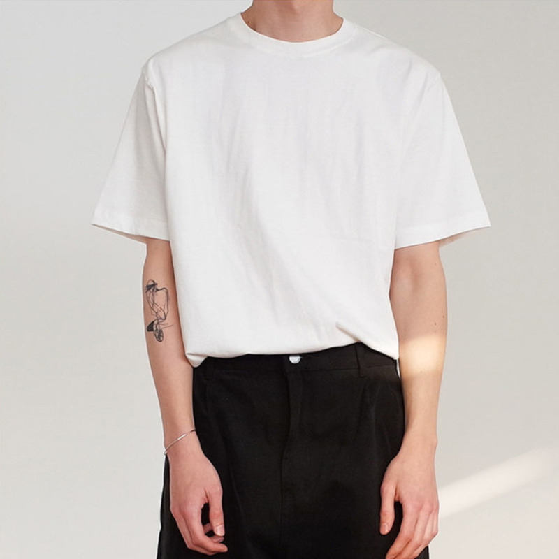 IEFB Men's Tops Homemade Summer Basic Black And White Korean Loose Casual Tee Oversize Round Neck Short Sleeve T-shirt 210524