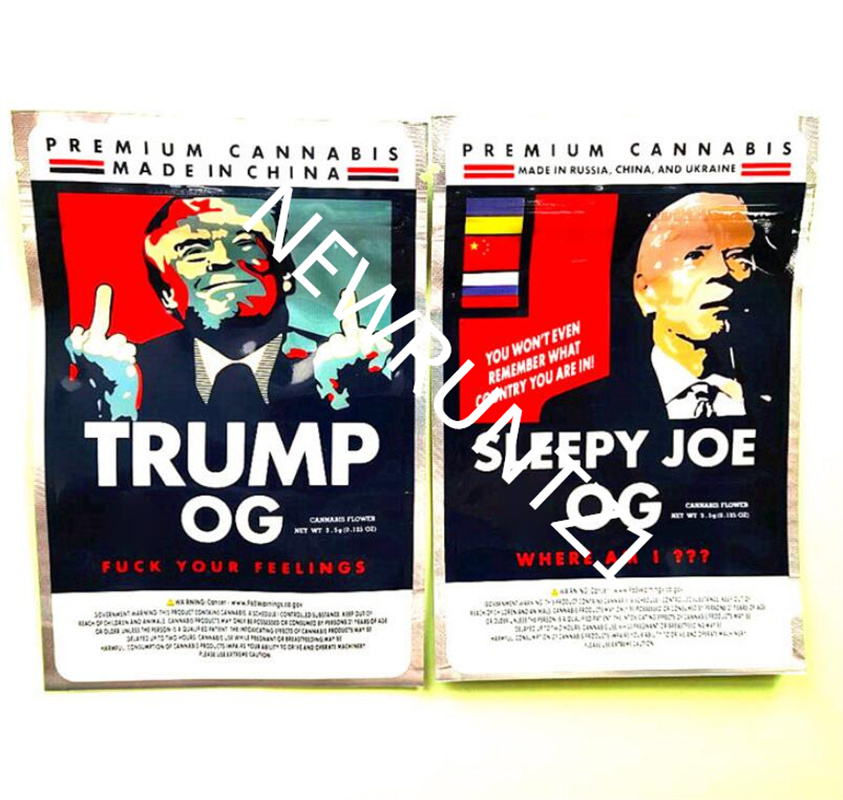 TRUMP OG Bag SLEEPY JOE 2021 Pouch 3 5g mylar bag Zipper Bags Sides Sealed Flat 420 packing bags edibles bag
TRUMP OG Bag SLEEPY JOE 2021 Pouch 3 5g mylar bag Zipper Bags Sides Sealed Flat 420 packing bags edibles bag