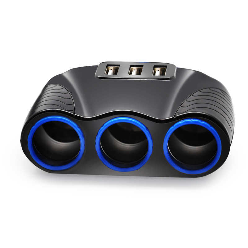 3 Ways Auto Sockets Car Cigarette Lighter Adapter Lighter Splitter Lighter 5V 3.1A Output Power 3 USB Car Charger 12V/24V