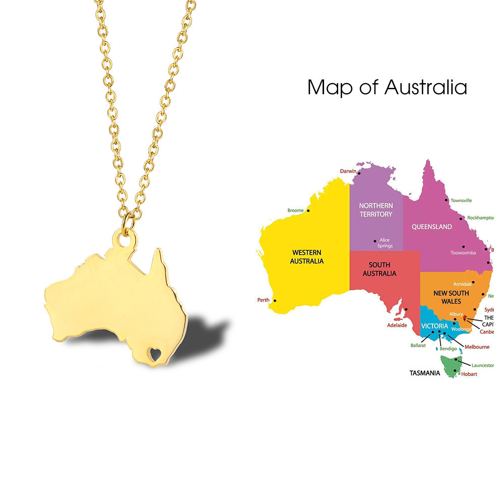Australia national map Necklace 18K Gold women's clavicle chain fashion titanium steel jewelry clothing accessories
Australia national map Necklace 18K Gold women's clavicle chain fashion titanium steel jewelry clothing accessories