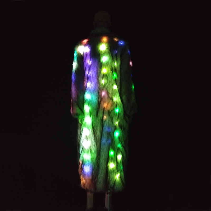 Led Coat Long Fur Women's With Light Stage Suit Jacket Women Clothes 211213
