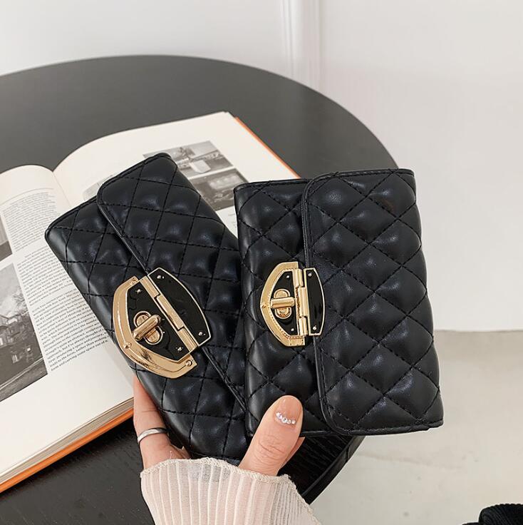 Factory wholesale women handbag small fresh champagne plaid long wallet folding multifunctional striped womens storage wallets fashion leather bag