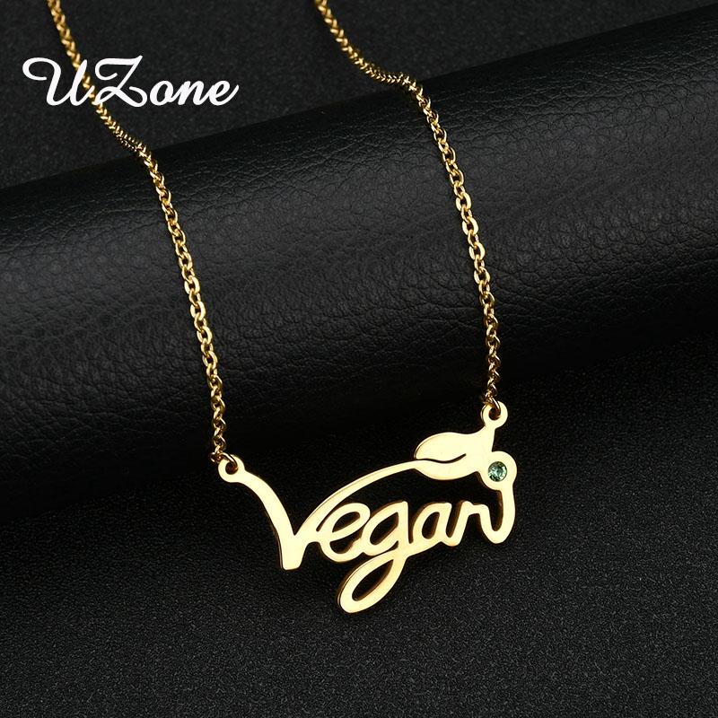 UZone Green Stone Vegetarian Symbol Pendant Necklace Stainless Steel Letters Vegan Jewelry Chokers
UZone Green Stone Vegetarian Symbol Pendant Necklace Stainless Steel Letters Vegan Jewelry Chokers