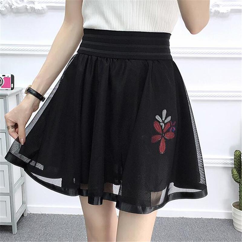 Skirts Spring Summer Women Elastic High Waist Flowers Embroidery Black Mini Skirt Female Sexy Elegant Rose Floral Short Tulle
Skirts Spring Summer Women Elastic High Waist Flowers Embroidery Black Mini Skirt Female Sexy Elegant Rose Floral Short Tulle