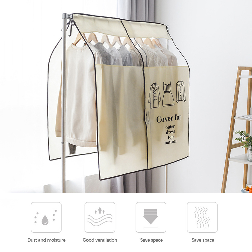 Clothes Hanging Dust Cover Dustproof Garment Rack Non-woven Clothing Hanging Garment Bag