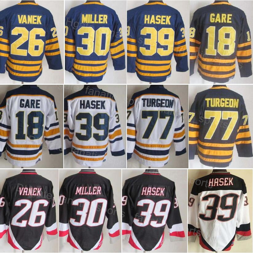 Men Retro Hockey Vintage 77 Pierre Turgeon Jersey 39 Dominic Hasek 26 Thoma Vanek 18 Danny Gare 30 Ryan Miller 16 Pat LaFontaine 89 Mogilny, Black;red
Men Retro Hockey Vintage 77 Pierre Turgeon Jersey 39 Dominic Hasek 26 Thoma Vanek 18 Danny Gare 30 Ryan Miller 16 Pat LaFontaine 89 Mogilny, Black;red