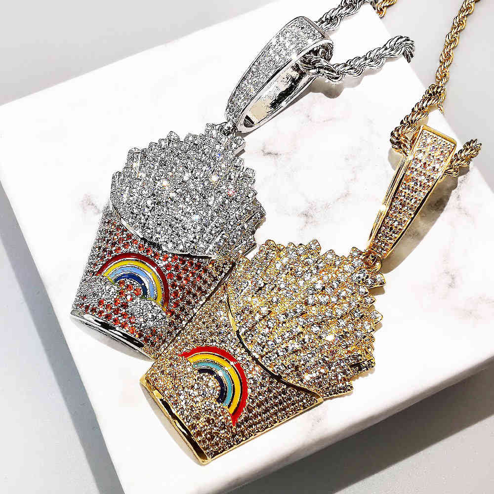 Iced Out French Fries Shape Pendants With Tennis Chain 2 Colors AAA Zircon Necklace Hip Hop Jewelry Gifts X0509
Iced Out French Fries Shape Pendants With Tennis Chain 2 Colors AAA Zircon Necklace Hip Hop Jewelry Gifts X0509