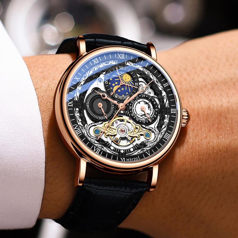 Wristwatches MOHDNE Tourbillon Hollow-carved British Style Watch For Unisex Coated Glass Mirror Automatic Mechanical Waterproof Man's, No.3
Wristwatches MOHDNE Tourbillon Hollow-carved British Style Watch For Unisex Coated Glass Mirror Automatic Mechanical Waterproof Man's, No.3