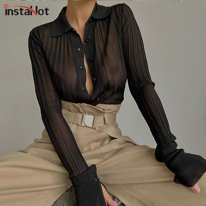 Women' Blouses & Shirts Insta Sexy Mesh Long Sleeve Transparent Turn Down Collar Solid Casual Streetwear Summer Office Lady Blouse Female T, Black
Women' Blouses & Shirts Insta Sexy Mesh Long Sleeve Transparent Turn Down Collar Solid Casual Streetwear Summer Office Lady Blouse Female T, Black