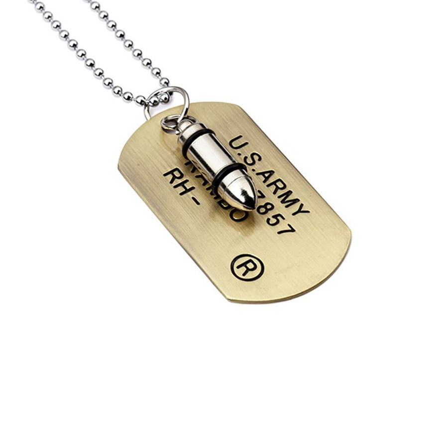 Men Card Dog s Pendant Necklace Stainless Steel 70cm Long Beads Jewelry Fashion Necklaces