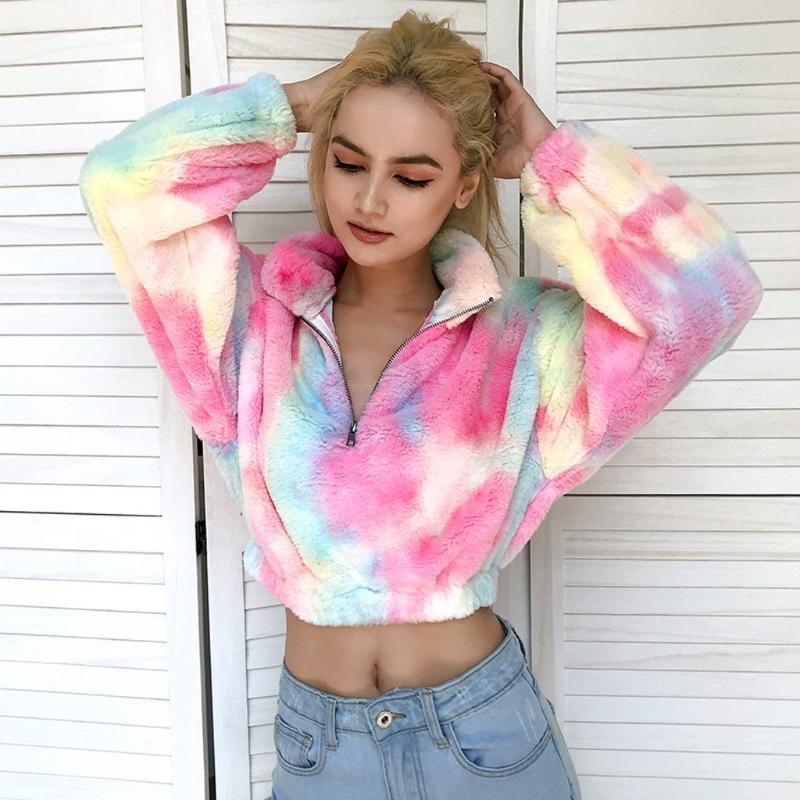 Tie-dye Long Sleeve White Cropped Hoodie Women Autumn Winter Pullover Short Sweatshirt Plush Zipper Faux Fur Fluffy Women' Hoodies & Sweats, Pink
Tie-dye Long Sleeve White Cropped Hoodie Women Autumn Winter Pullover Short Sweatshirt Plush Zipper Faux Fur Fluffy Women' Hoodies & Sweats, Pink
