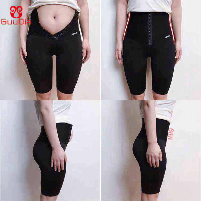 GUUDIA Women Waist Trainer Shorts Tummy Control Panties Workout Leggings Sports Leggings High Waist Body Shaper Pants Shapewear 211112