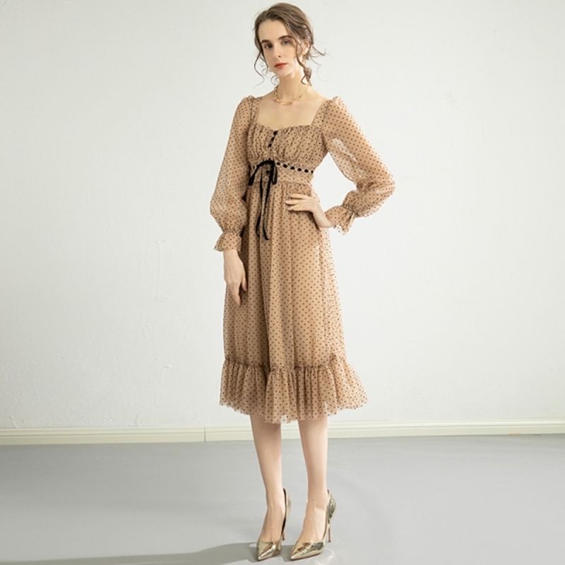 Retro French Elegant Square Collar Princess Party Dress Women Polka Dot Chiffon Long Midi 210525, Khaki
Retro French Elegant Square Collar Princess Party Dress Women Polka Dot Chiffon Long Midi 210525, Khaki