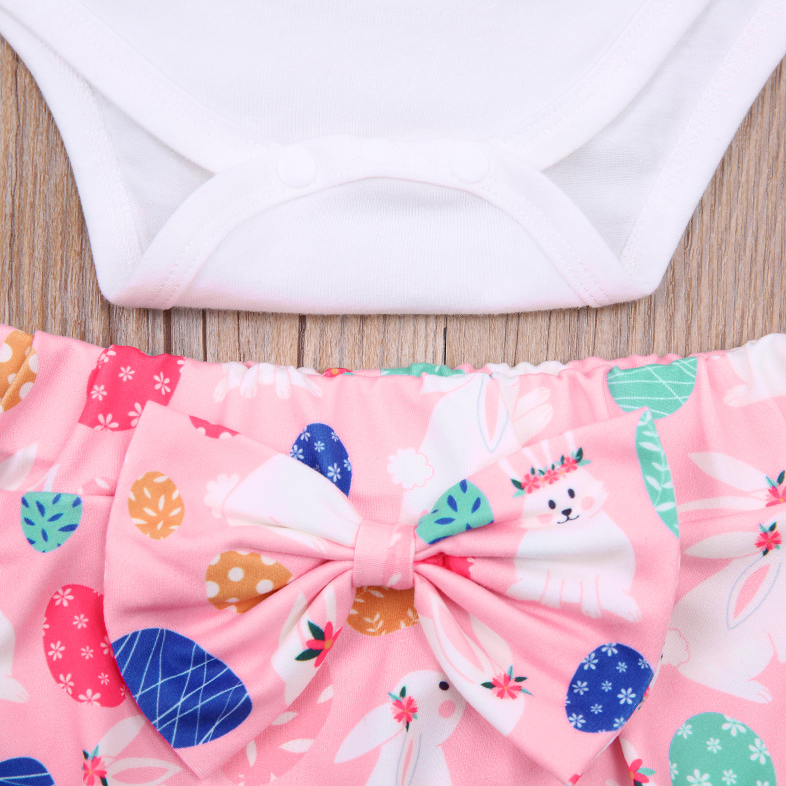 0-18M born Infant Baby Girls My 1st Easter Clothes Set Cute Egg Print Romper Bow Shorts Outfits 210515