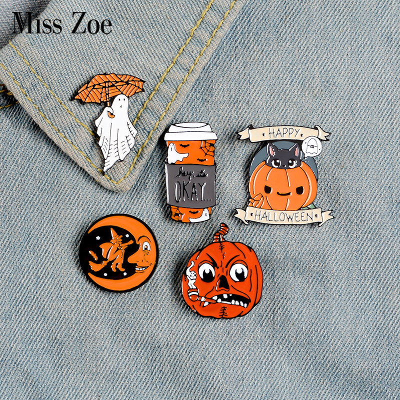 happy halloween enamel pin custom coffee moon ghost pumpkin umbrella brooches backpack clothes lapel pin fun badge jewelry giftdio chan cont, Gray
happy halloween enamel pin custom coffee moon ghost pumpkin umbrella brooches backpack clothes lapel pin fun badge jewelry giftdio chan cont, Gray