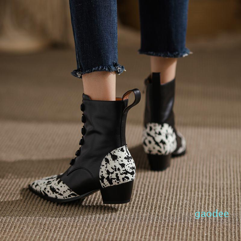 Boots Size 33-43 Pointed Toe Spotted Horse Hair + Genuine Leather Women High Heel Fashion Girls Ankle, As picture
Boots Size 33-43 Pointed Toe Spotted Horse Hair + Genuine Leather Women High Heel Fashion Girls Ankle, As picture